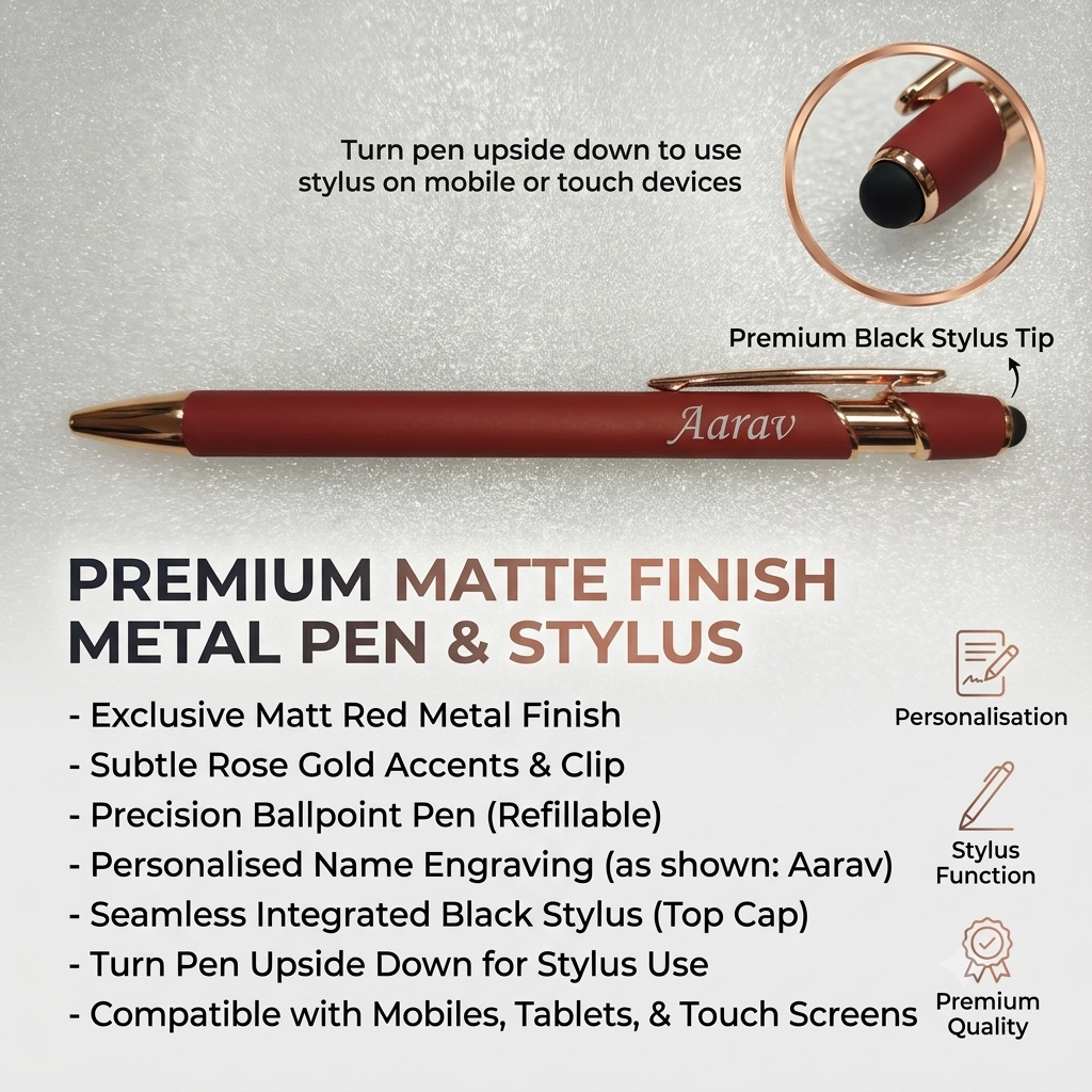 Personalized Matte Metal Ballpoint Colour Stylus Pen