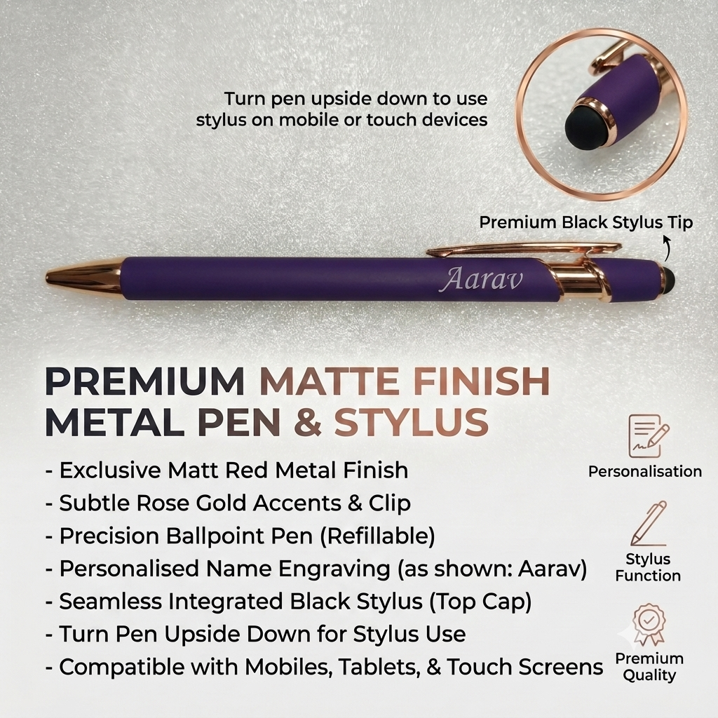 Personalized Matte Metal Ballpoint Colour Stylus Pen