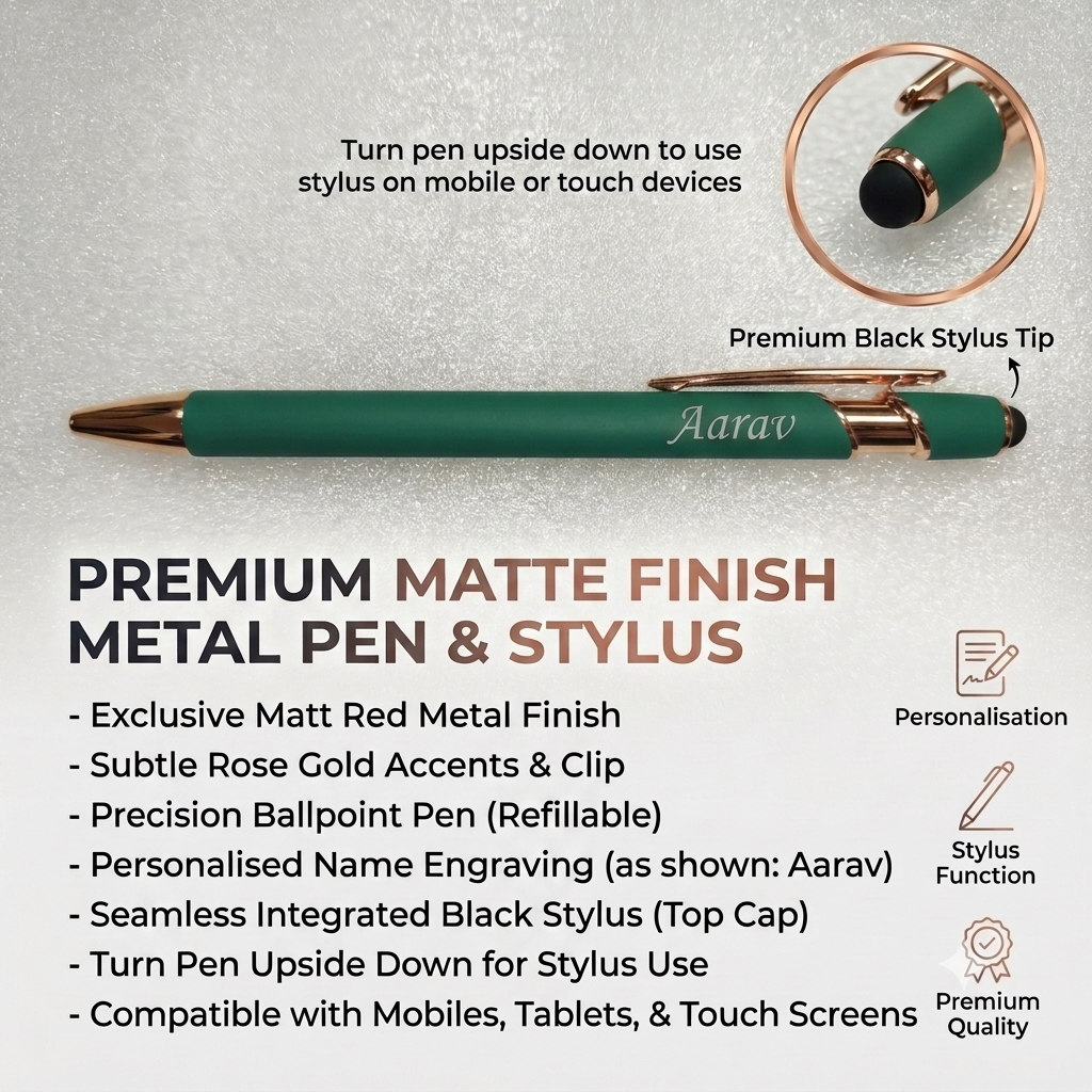Personalized Matte Metal Ballpoint Colour Stylus Pen