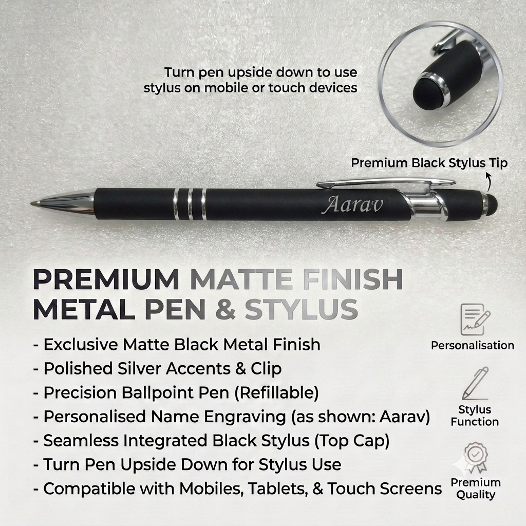 Personalized Matte Metal Ballpoint Stylus Pen