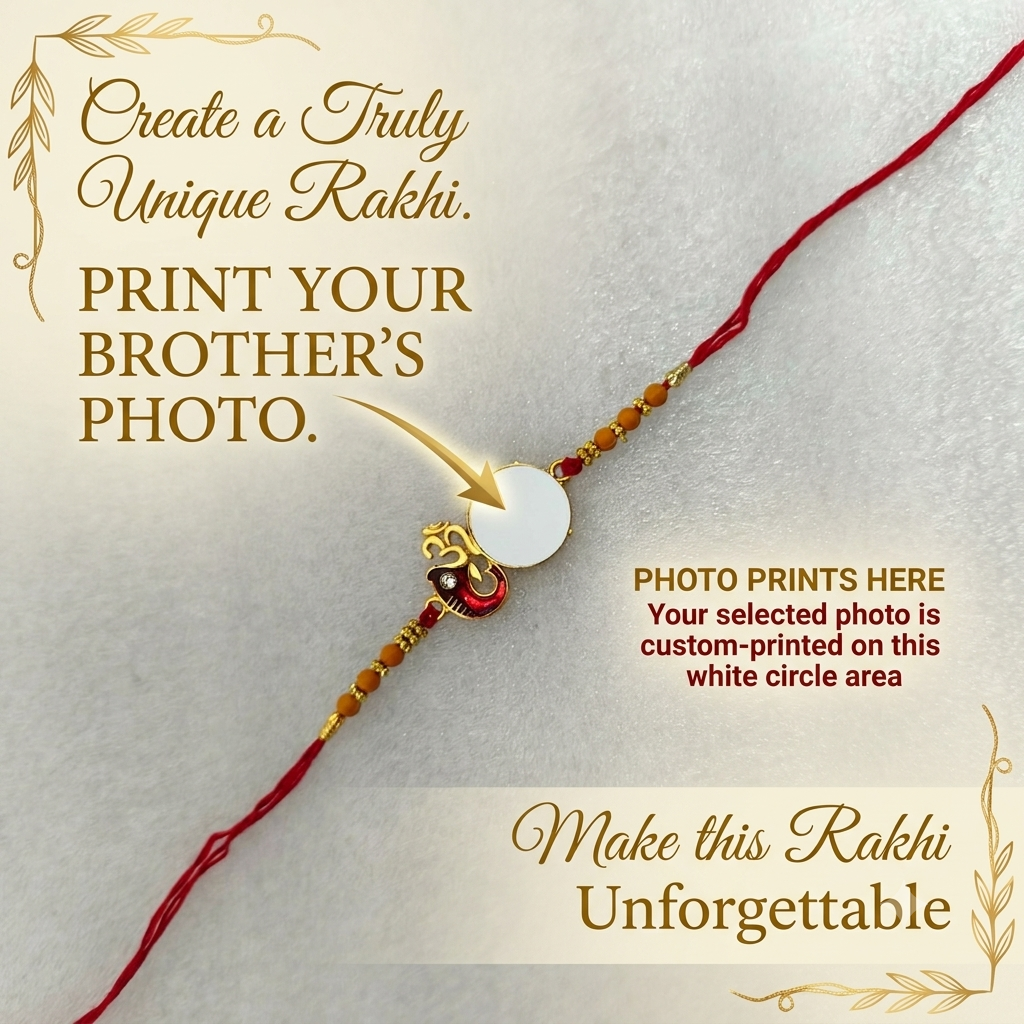 Custom Photo Printed Divine Ganesha & Om Rakhi for Brother