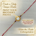 Customized Picture Print Rakhi for Brother – Elegant Intricate Gold Filigree Centerpiece