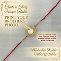 Custom Photo Print Rakhi – Gold Swirl & Stone Frame for Brother