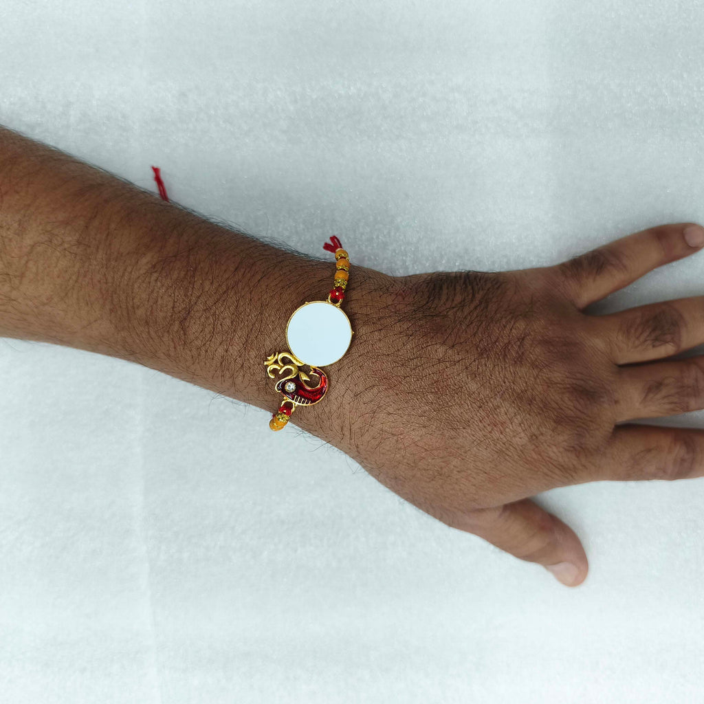 Custom Photo Printed Divine Ganesha & Om Rakhi for Brother