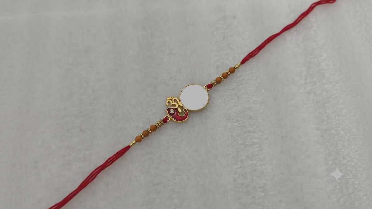 Custom Photo Printed Divine Ganesha & Om Rakhi for Brother