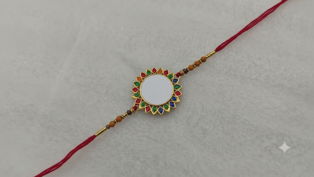 Personalized Photo Printed Rakhi for Brother | Custom Picture Colorful Floral Frame Rakhi